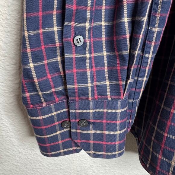 Allen Oneil Sz X-Large Blue Plaid Long Sleeve Button Up Shirt - Picture 4 of 13